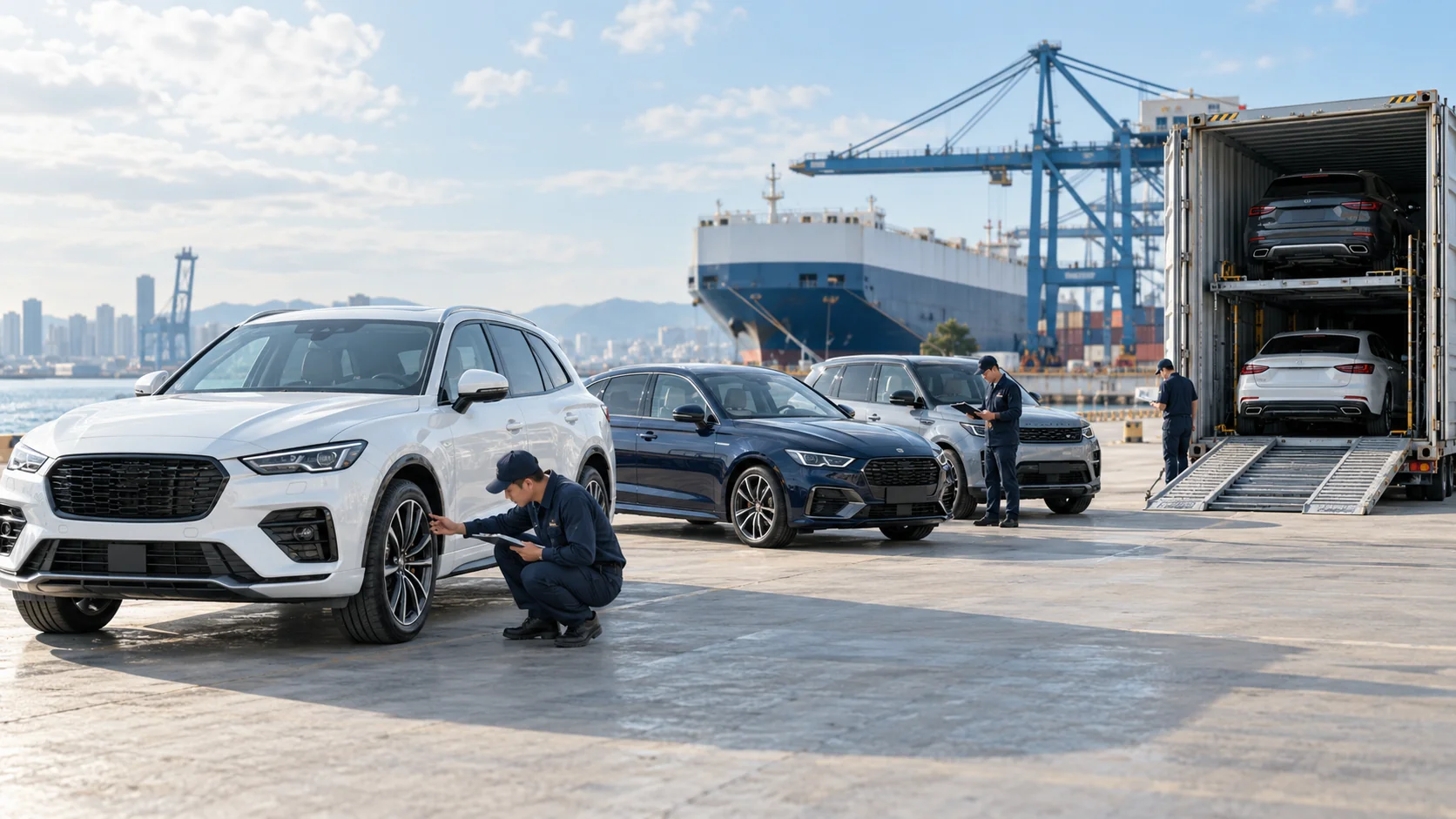 Used car export logistics concept image; not Chuangli stock or premises